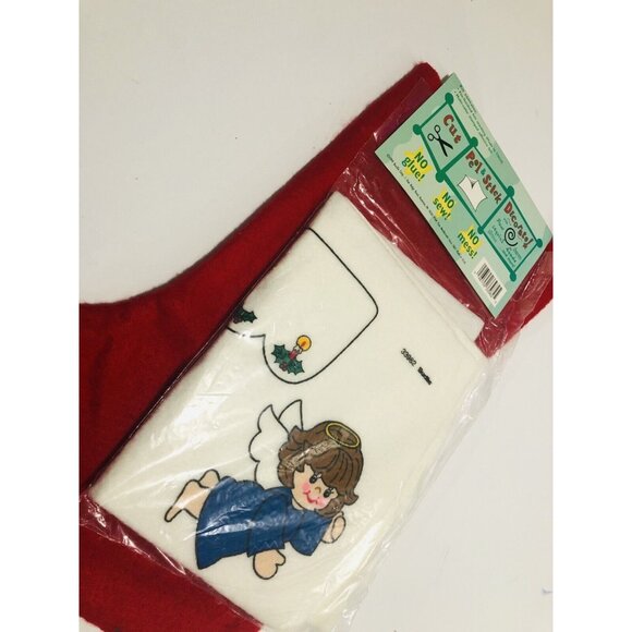 Vintage 90s Bucilla 33982 Fun Felt Christmas Stocking Kit Cut N Stick E.Z. Easy - Picture 3 of 3